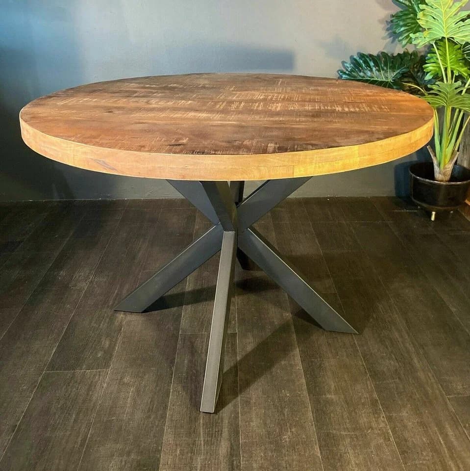 Couchcenter Esstisch Wehl Spider Mango Holz Stahl Rund - Bild 2