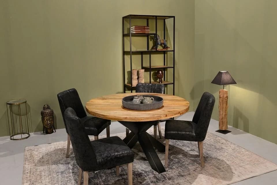 Couchcenter Esstisch Wehl Spider Mango Holz Stahl Rund - Bild 3