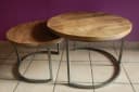 Couchcenter Couchtisch 2er Set Mangoholz Metall Silber-Grau Bild 2