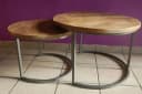 Couchcenter Couchtisch 2er Set Mangoholz Metall Silber-Grau Bild 3