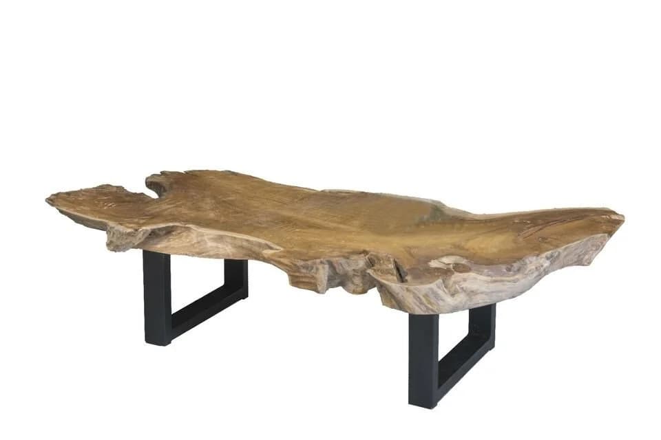 Couchcenter Couchtisch Teakholz Baumkanten Wohnzimmer Tisch 120 cm - Bild 5