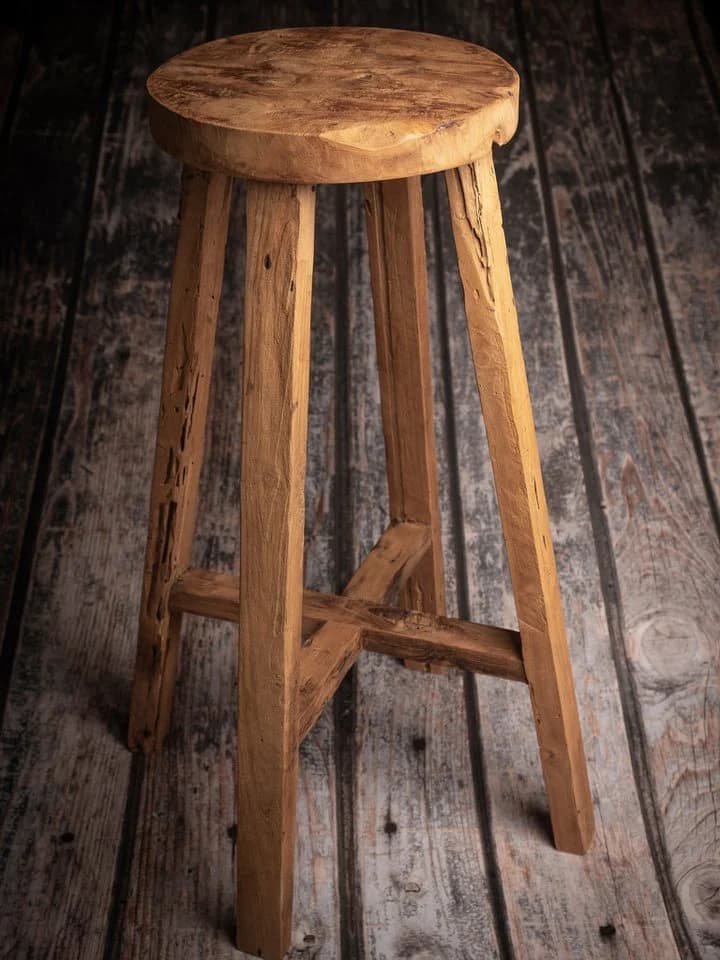 Couchcenter Barhocker Teakholz Massiv Barhocker Rund Semar