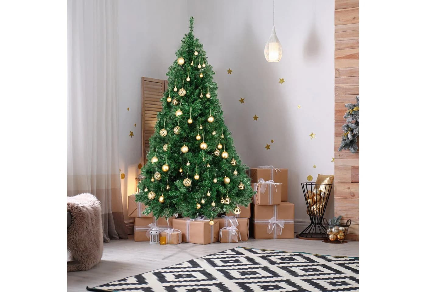 LALAHO Künstlicher Weihnachtsbaum 120cm Grün mit Eisenständer
