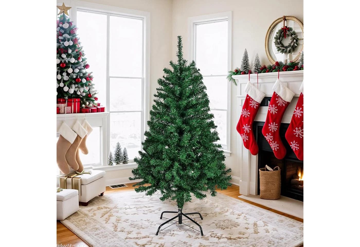 LALAHO Künstlicher Weihnachtsbaum 120cm Grün mit Eisenständer - Bild 5