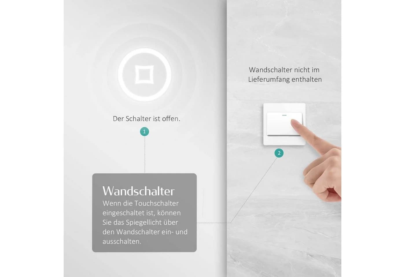 EMKE Badspiegel LED Beleuchtung Touch-Schalter - Bild 4