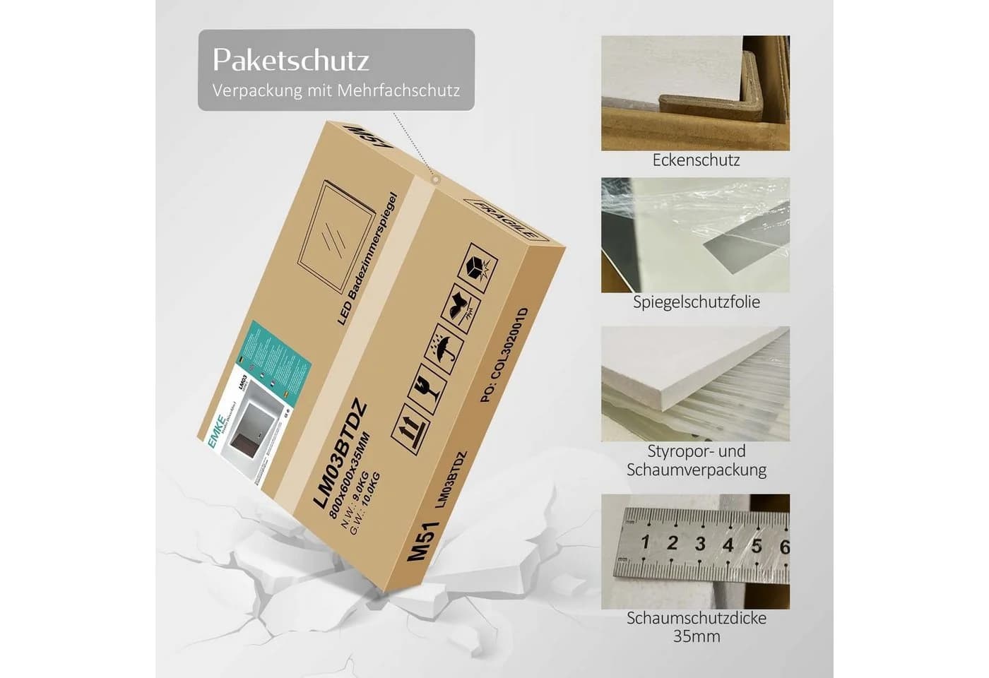 EMKE Badspiegel LED Beleuchtung Touch-Schalter - Bild 5
