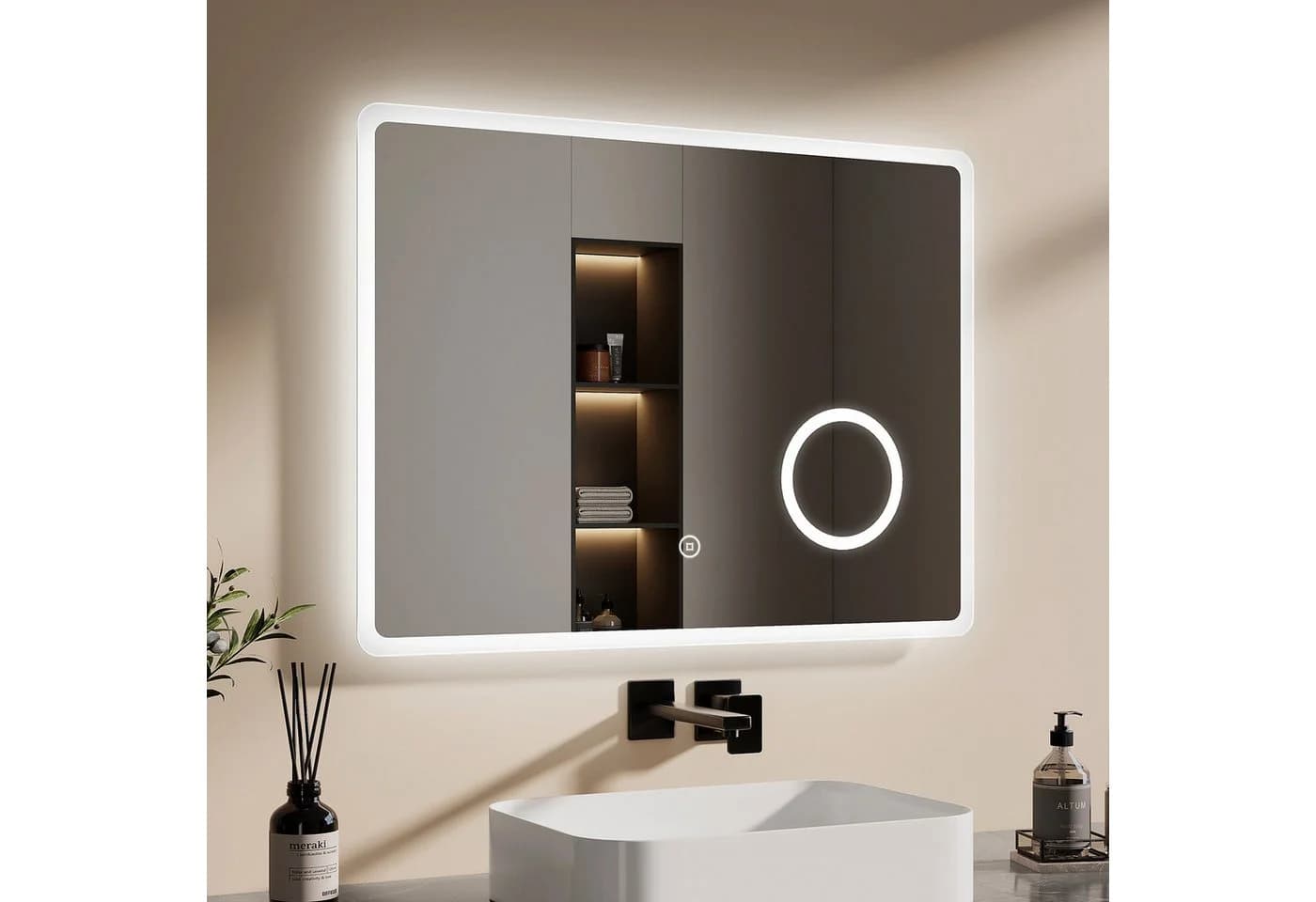EMKE LED Badspiegel mit 3-fach Vergrößerung und Touchschalter - Bild 2