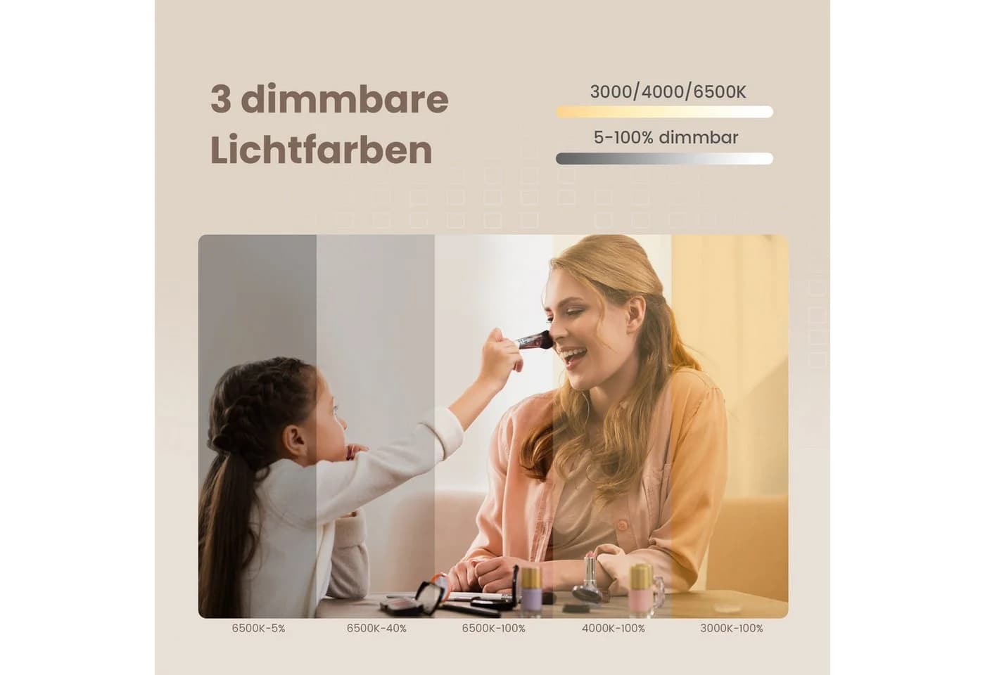 EMKE LED Badspiegel mit 3-fach Vergrößerung und Touchschalter - Bild 3