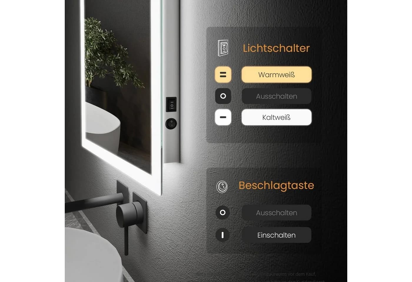 EMKE LED Badspiegel mit Beleuchtung Antibeschlag IP44 - Bild 5