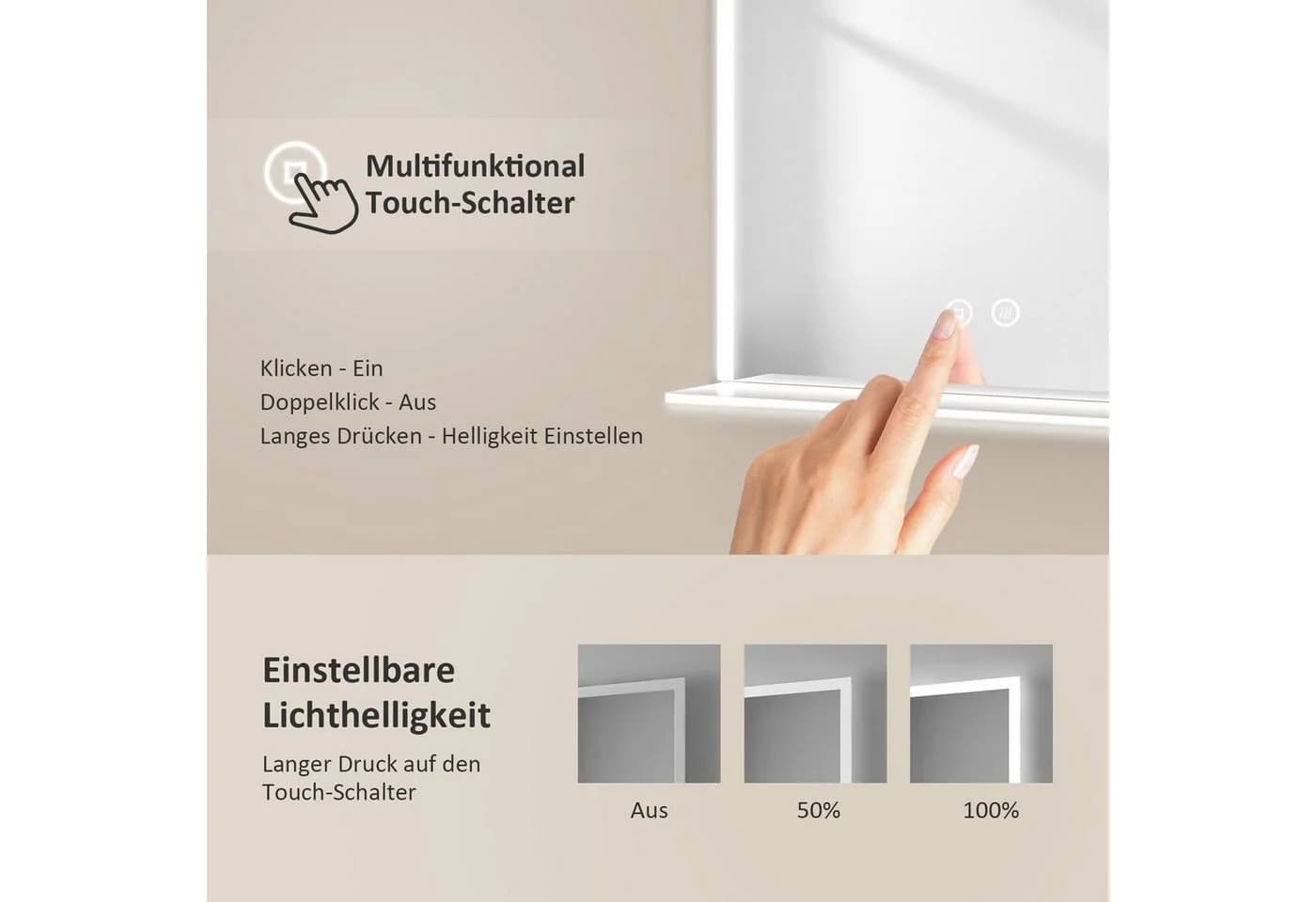 EMKE Badspiegel mit LED-Beleuchtung und Ablage - Bild 4
