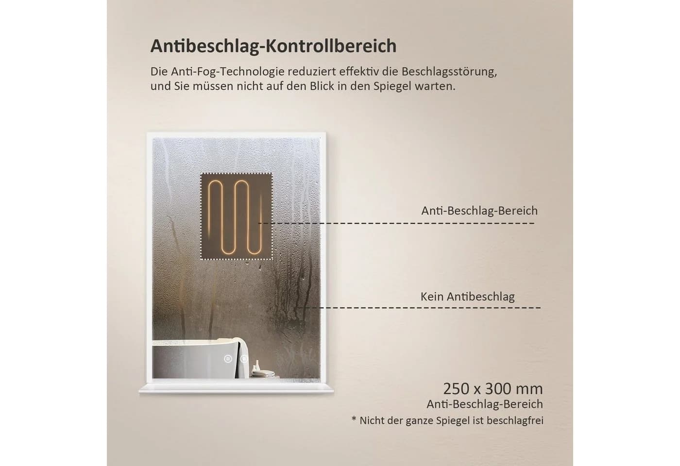 EMKE Badspiegel mit LED-Beleuchtung und Ablage - Bild 5