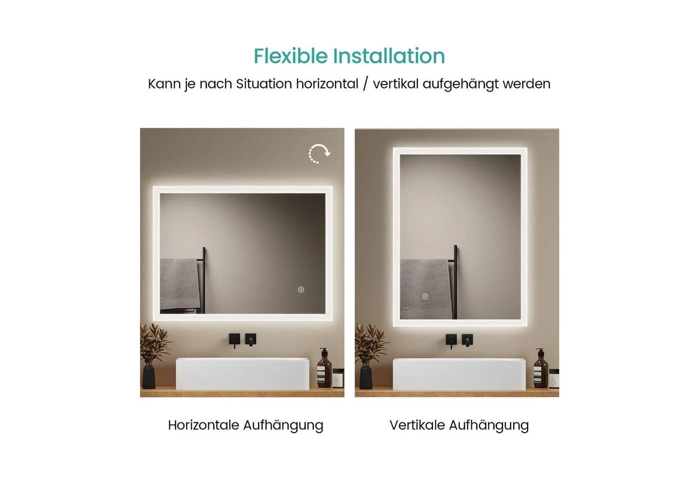 EMKE Badspiegel LED mit Beleuchtung Anti-Beschlag Dimmbar IP44 - Bild 5