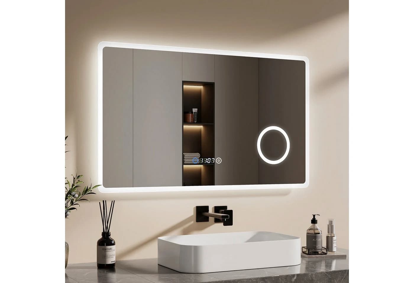 EMKE LED Badspiegel mit 3-fach Vergrößerung und Touchschalter - Bild 2