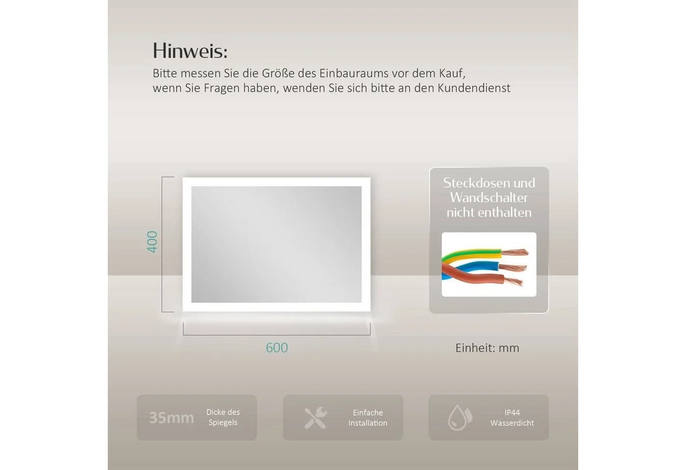 EMKE Badspiegel LED Beleuchtung Wandspiegel - Bild 5