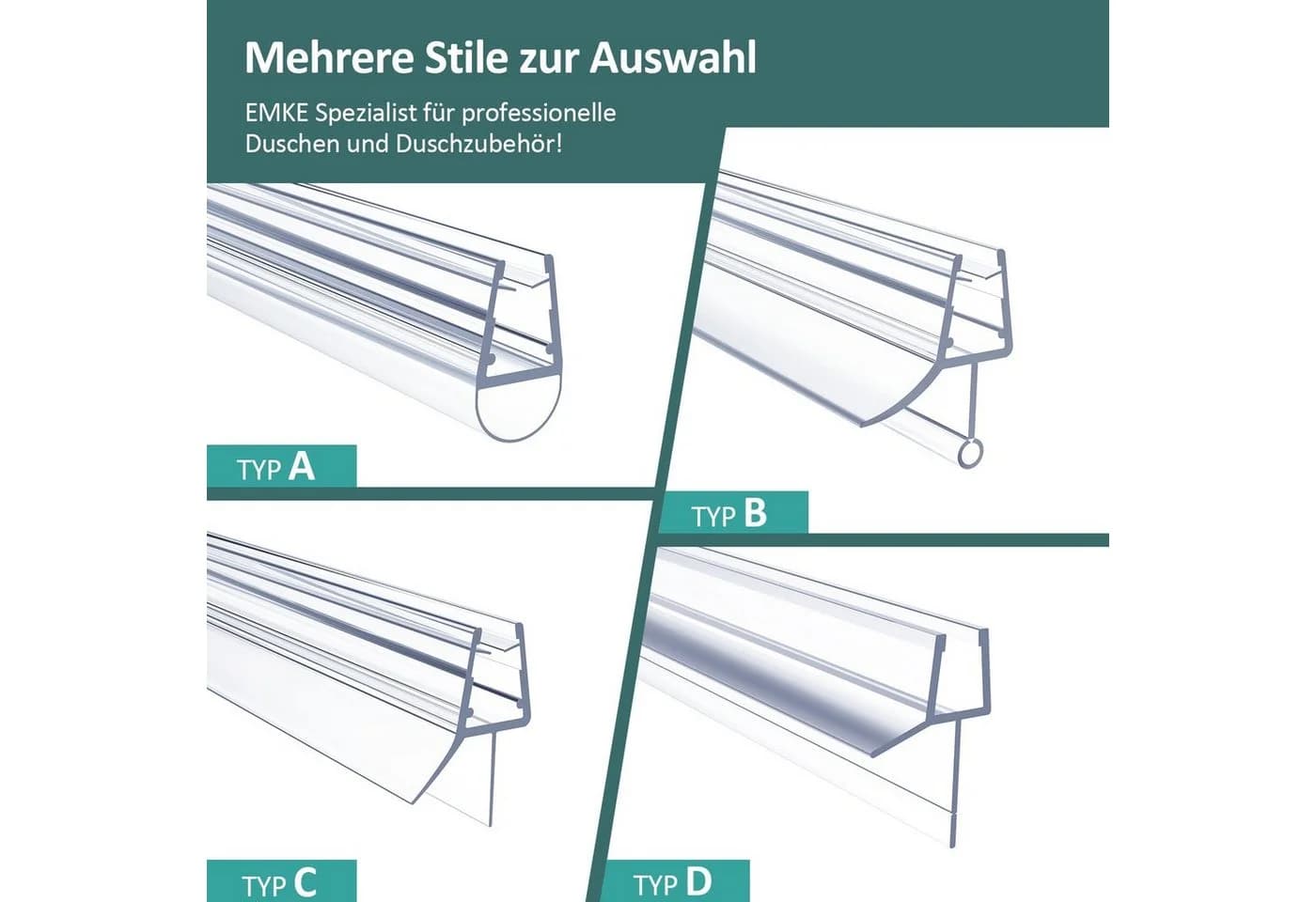 EMKE Duschdichtung Ersatzdichtung Wasserabweiser transparent - Bild 5