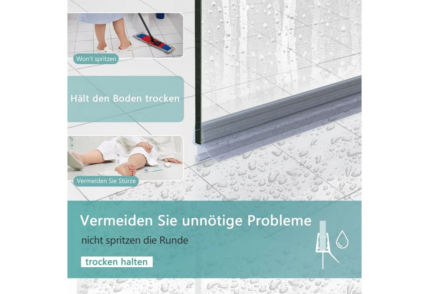EMKE Duschdichtung Wasserabweiser Duschtürdichtung 60 cm