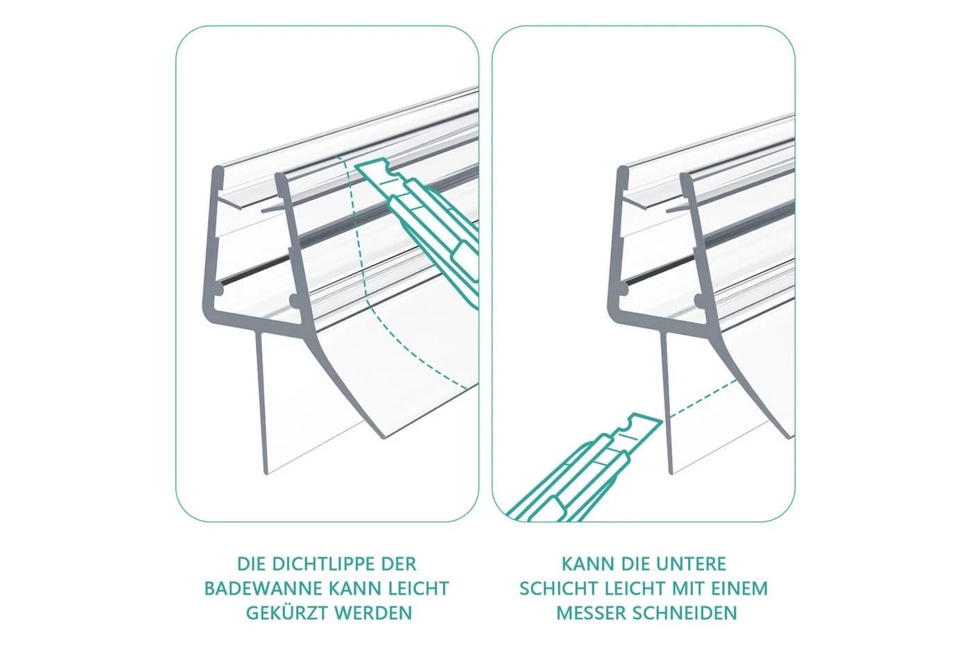 EMKE Duschdichtung 100 cm PVC Schwallschutz für 4-8 mm Glas - Bild 3