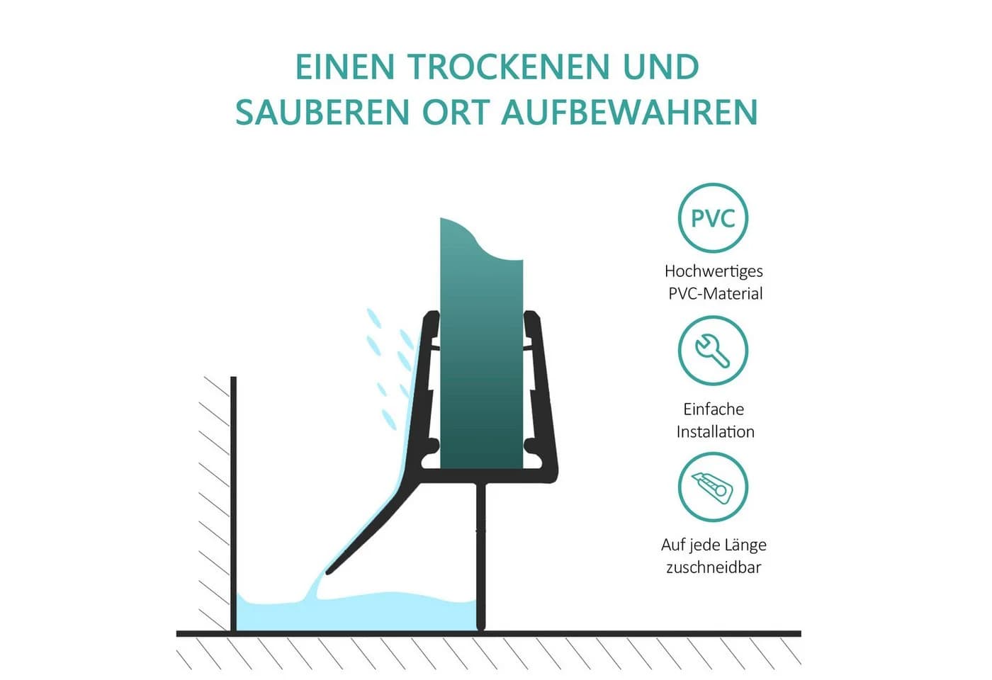 EMKE Duschdichtung 100 cm PVC Schwallschutz für 4-8 mm Glas - Bild 4