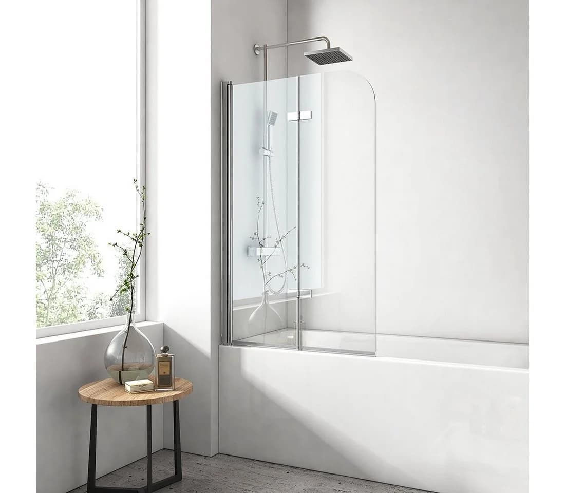 EMKE Duschwand für Badewanne Faltbar 6mm Glas Chrom