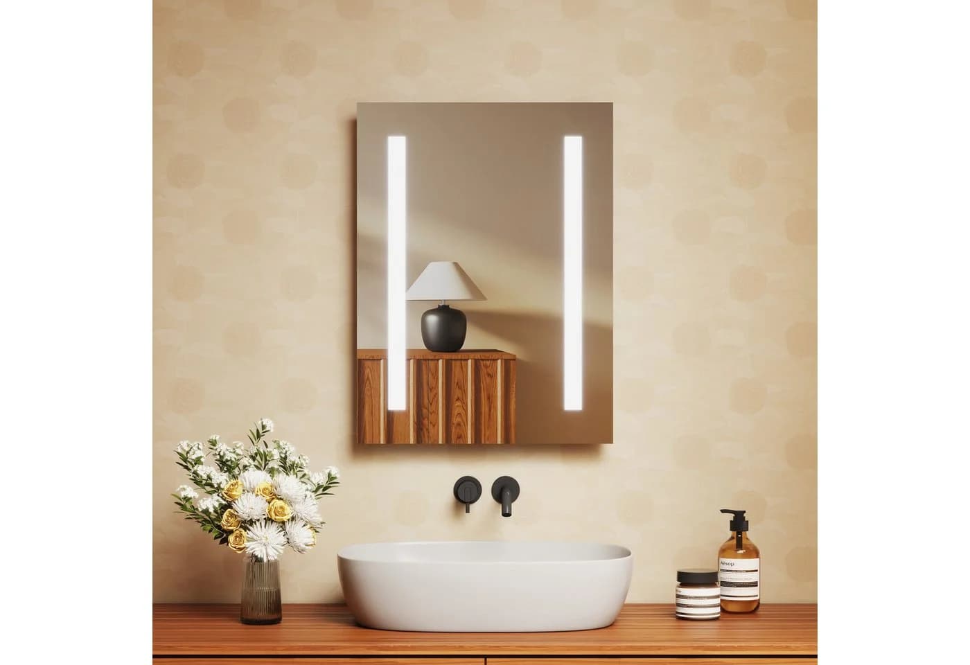 EMKE LED Badspiegel mit Beleuchtung IP44 Wandschalter - Bild 2