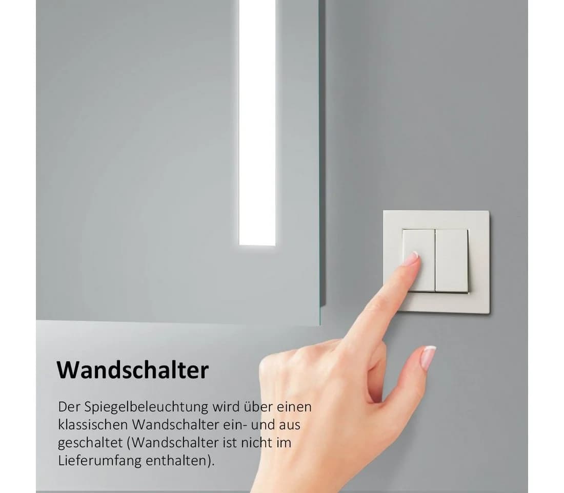 EMKE LED Badspiegel mit Beleuchtung IP44 Wandschalter - Bild 3