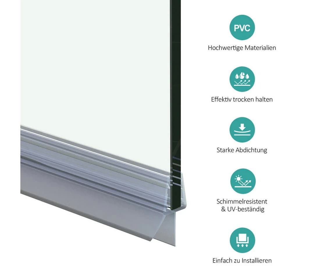 EMKE Duschdichtung Ersatzdichtung Wasserabweiser Duschdichtung für 4-6 mm Glastür, L: 60 cm - Bild 5