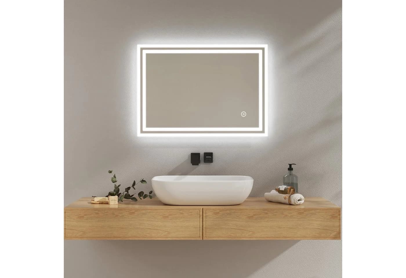 EMKE Badspiegel LED Touchschalter Dimmbar Antibeschlag Aluminium - Bild 2