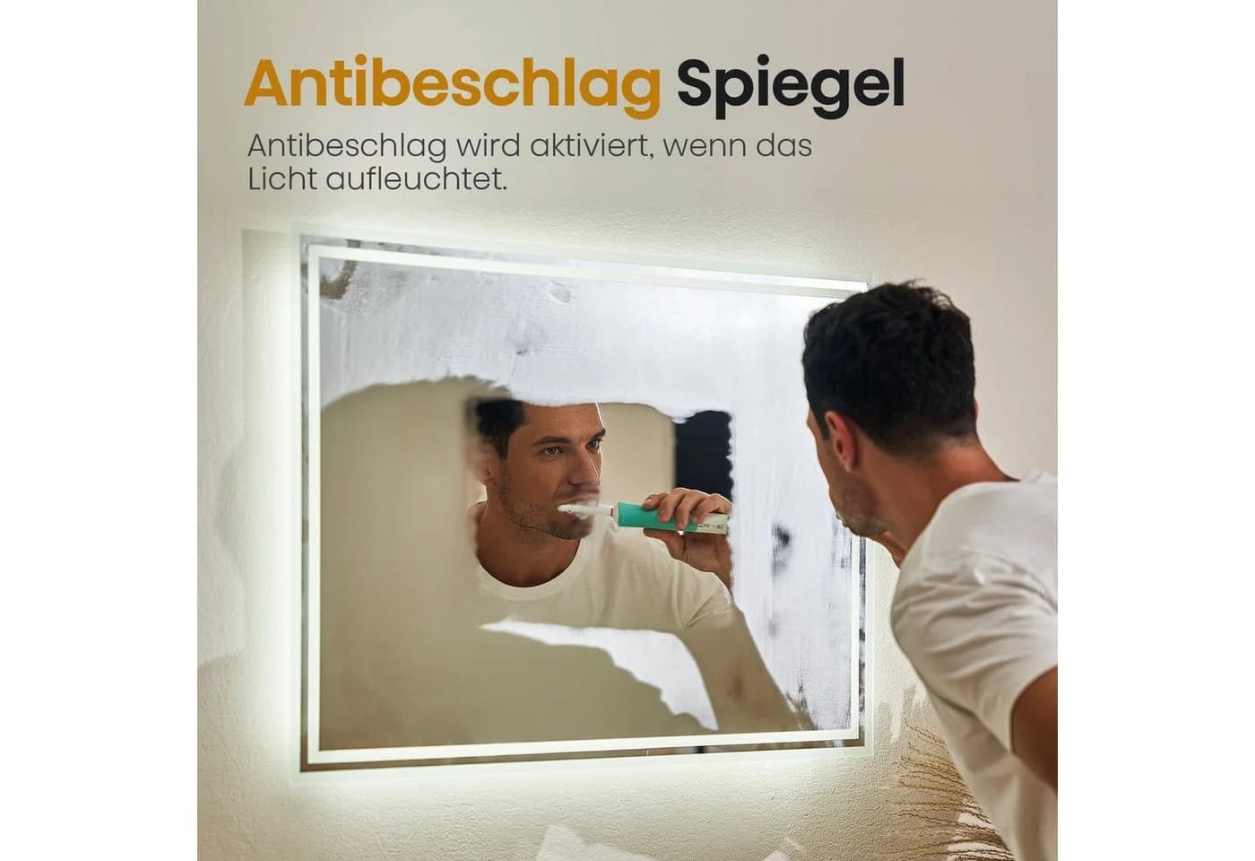 EMKE Badspiegel LED Touchschalter Dimmbar Antibeschlag Aluminium - Bild 3