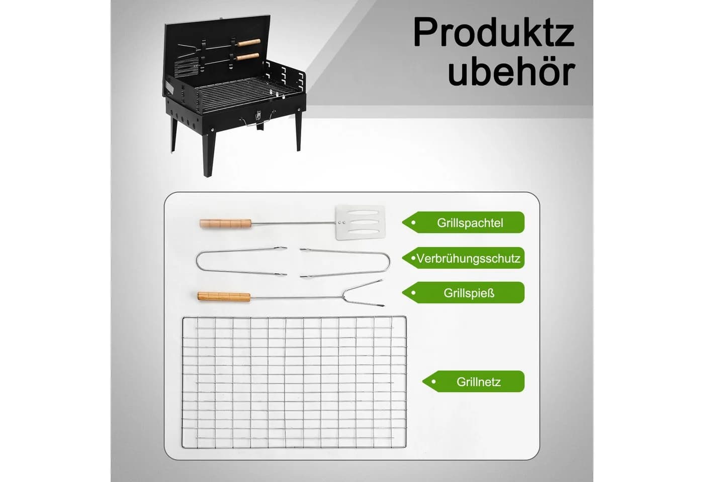 LALAHO Tragbarer Holzkohlegrill mit Deckel, Klappgrill für Camping - Bild 4
