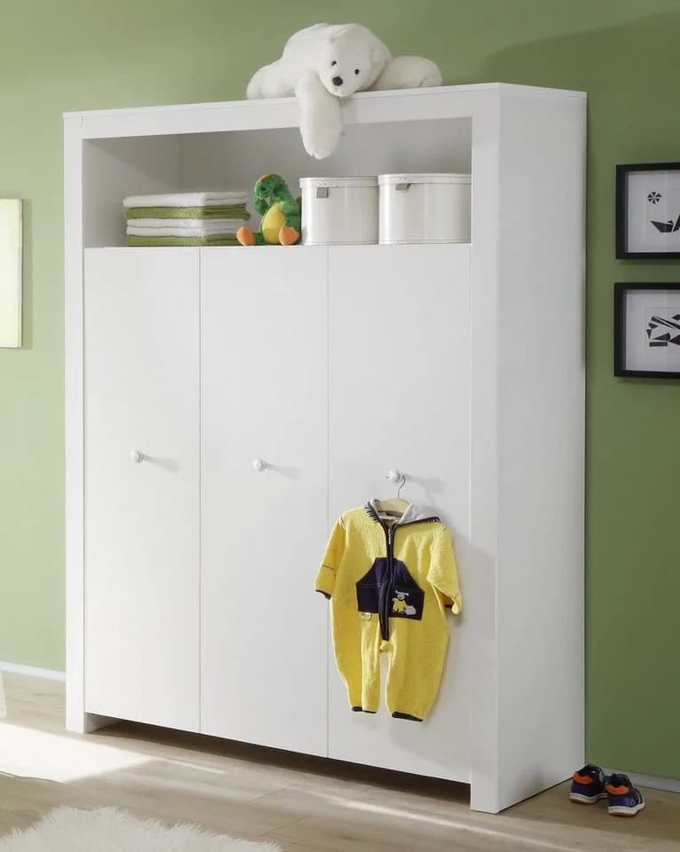 ebuy24 Kleiderschrank Olja Kinderzimmer 3 Türen Weiß - Bild 2