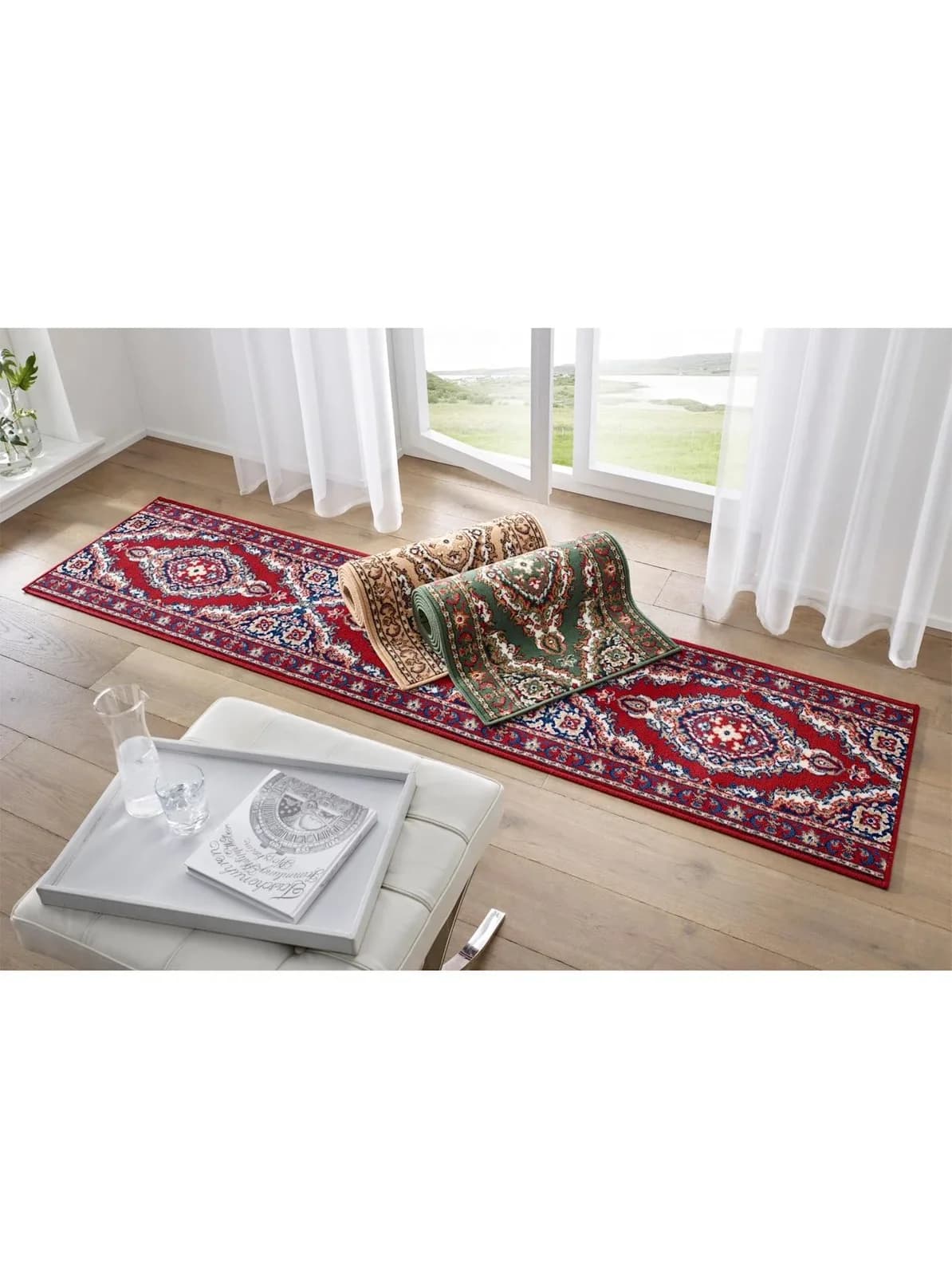 Baur Teppich Grün Ornament Kurzflor 80x300 cm