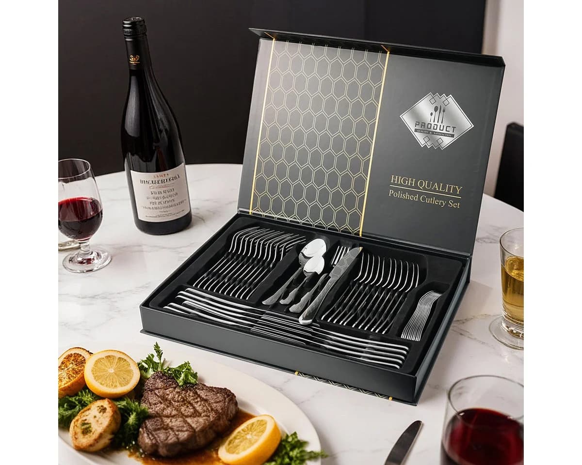 Simloveve Besteck-Set 48-teilig Edelstahl Silber für 12 Personen - Bild 2