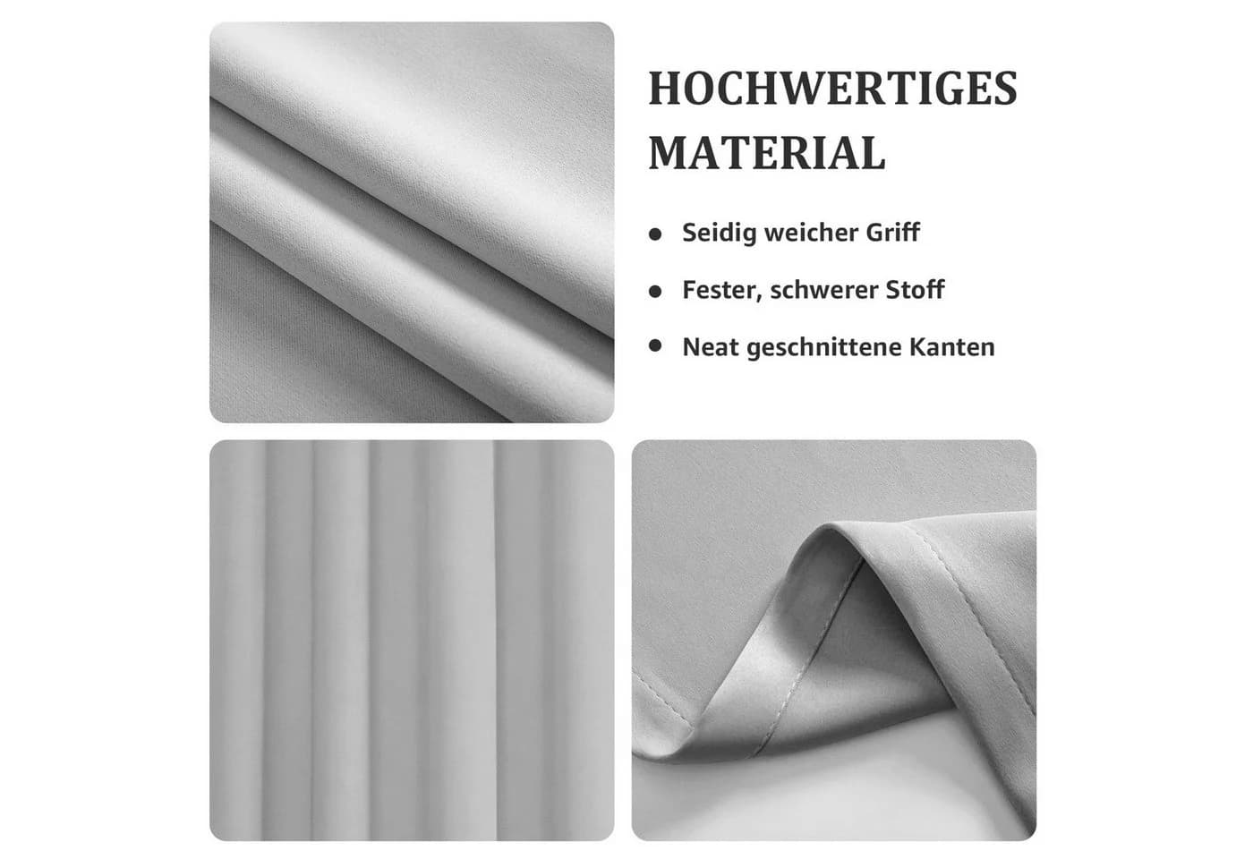 Simloveve Verdunkelungsvorhang 2er-Set Grau-Weiß Polyester - Bild 4