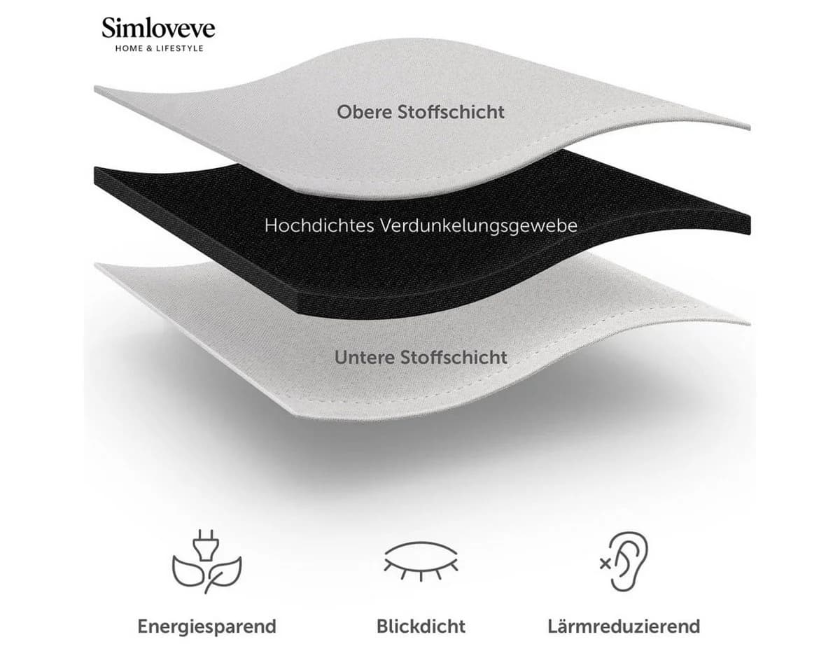 Simloveve Verdunkelungsvorhang 2er-Set Grau-Weiß Polyester - Bild 5