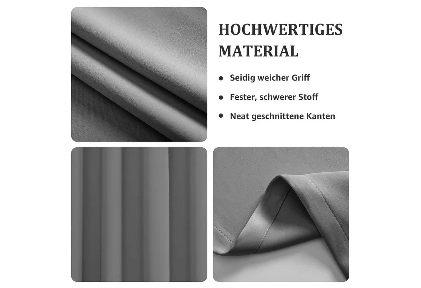 Simloveve Vorhang Gardinen Wärmeisolierende Schlafzimmer Blackout Curtain Lärmschutz 2er-Set Polyester - Bild 3