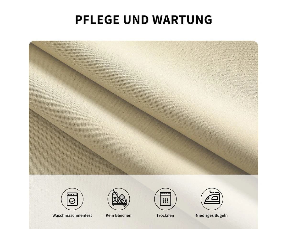 Simloveve Verdunkelungsvorhang 2er-Set Beige Polyester mit Ösen - Bild 5