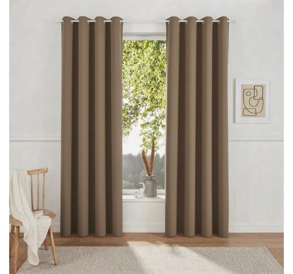 Simloveve Verdunkelungsvorhang 2er-Set Braun Polyester Ösen - Bild 2
