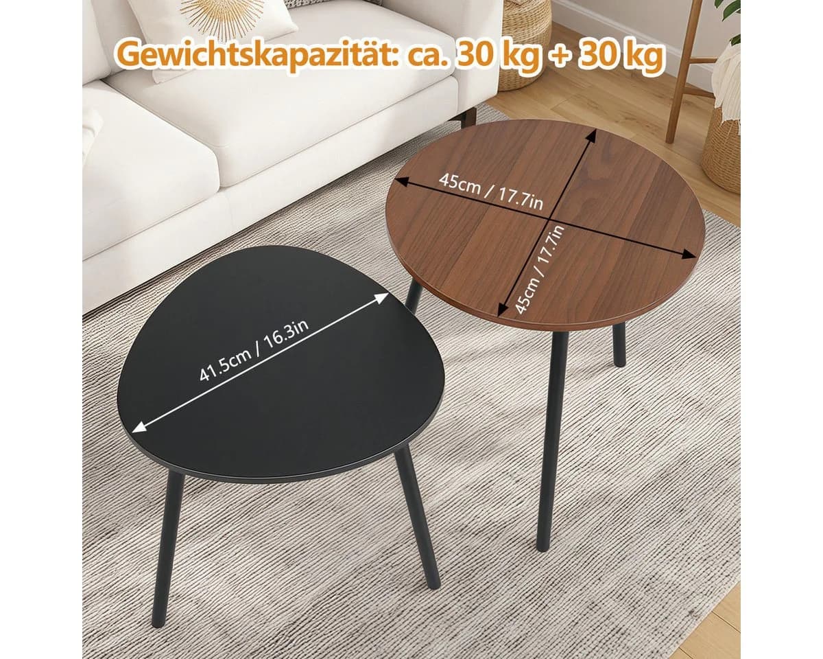 Simloveve Couchtisch 2er Set Beistelltisch Nesting-Design Bunt