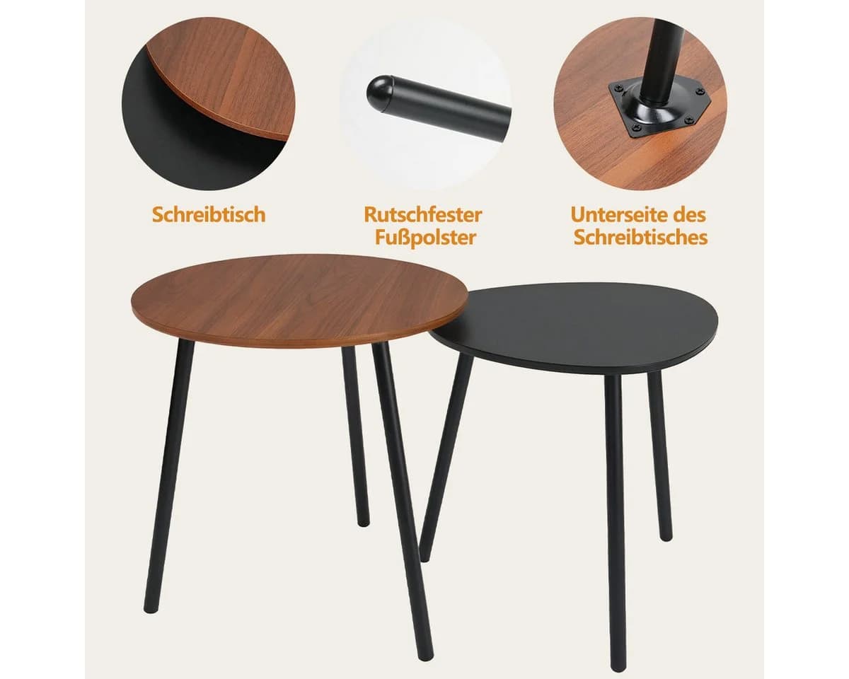 Simloveve Couchtisch 2er Set Beistelltisch Nesting-Design Bunt - Bild 3