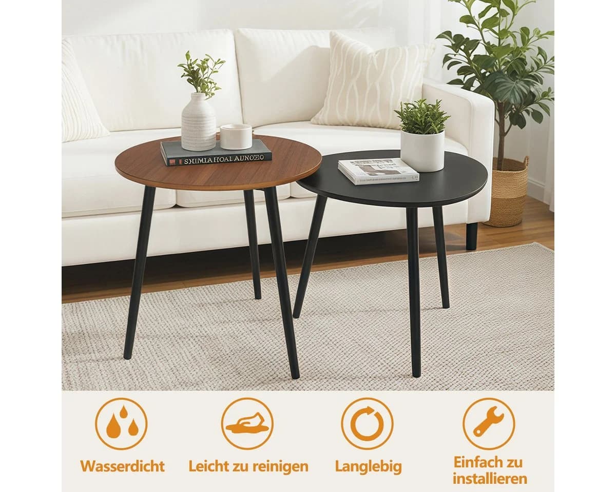 Simloveve Couchtisch 2er Set Beistelltisch Nesting-Design Bunt - Bild 5