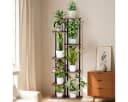 Simloveve 7-stufiger Blumenständer Braun Metall Holz Pflanzenregal Bild 2