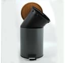 Spirella ADONIS Tretabfalleimer 3 L Bambusdeckel Dunkler Stahl Bild 1