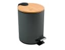 Spirella ADONIS Tretabfalleimer 3 L Bambusdeckel Dunkler Stahl Bild 2