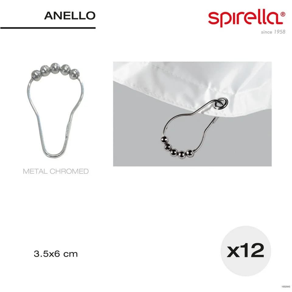 Spirella Duschvorhangringe 12 Stück Chrom Edelstahl - Bild 2