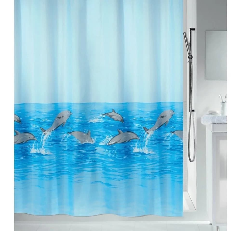 spirella Duschvorhang NEMO Delfin Motiv Acqua Blau Premium Textil - Bild 2
