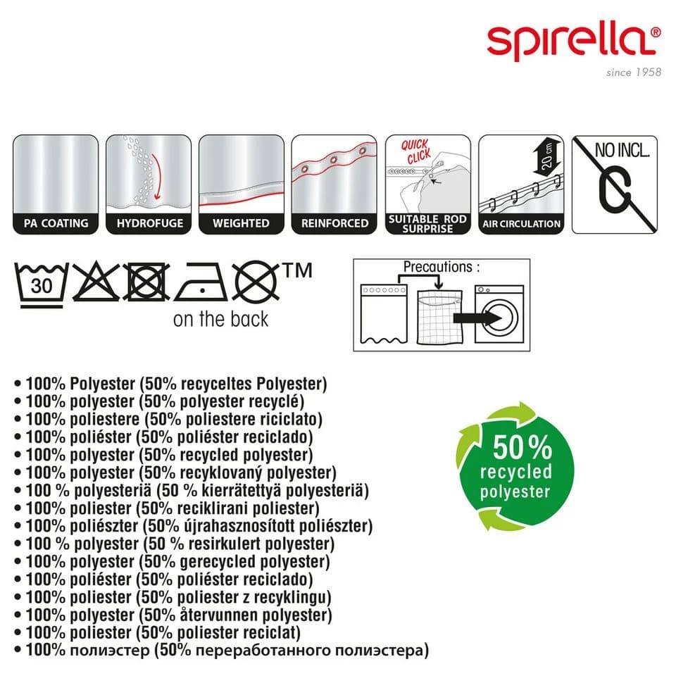 spirella Duschvorhang Antibakteriell Modern Blau/Weiß - Bild 4