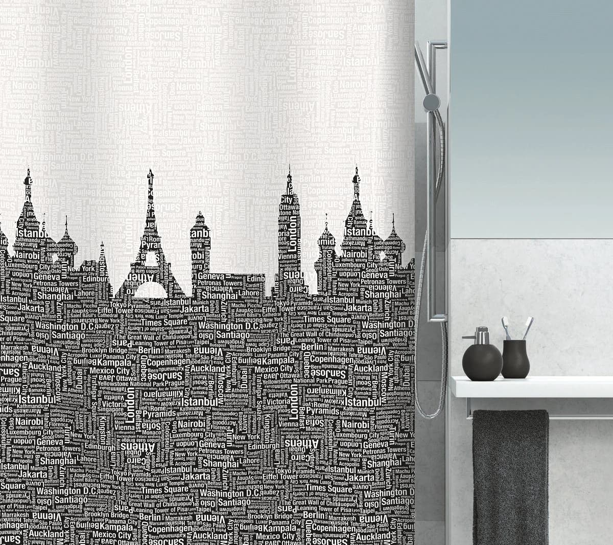 spirella Duschvorhang URBAN Textil Schwarz-Weiß Urban Style - Bild 2