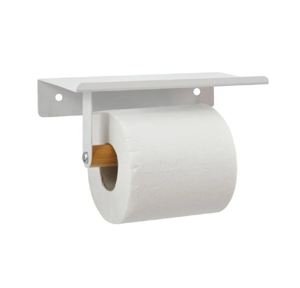 spirella Toilettenpapierhalter TAREK Weiß Bambus Metall