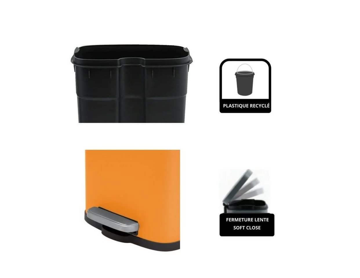 Spirella AKIRA Tretabfalleimer Mattorange Stahl 5 L - Bild 3