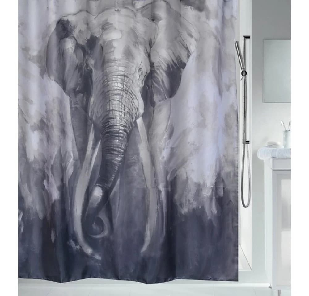 spirella Duschvorhang ELEPHANT Breite 180 cm, Anti-Schimmel Textil-Duschvorhang, Polyester, waschbar - Bild 2